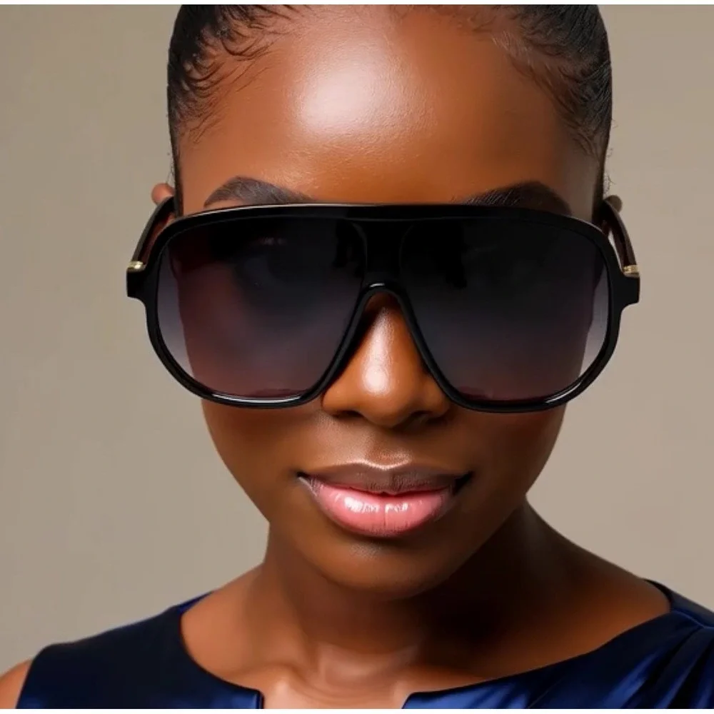 Oversized Sunglasses Fashion Visor Shield Shades Women Black Gradient Lens Gafas
